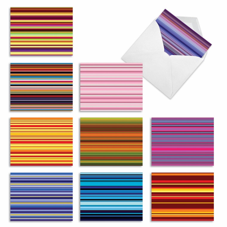 True Stripes, Assorted Set Of Blank Notecards - AM2034OCB