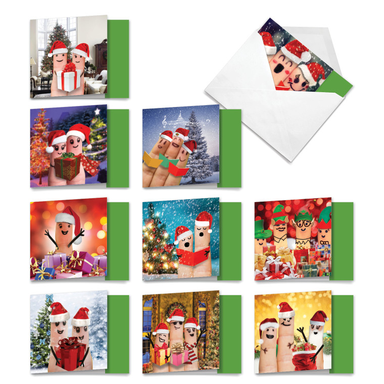 Multidimensional Christmas Hollies, Assorted Set Of Square-Top Christmas Thank You Notecards - AMQ4984XTG