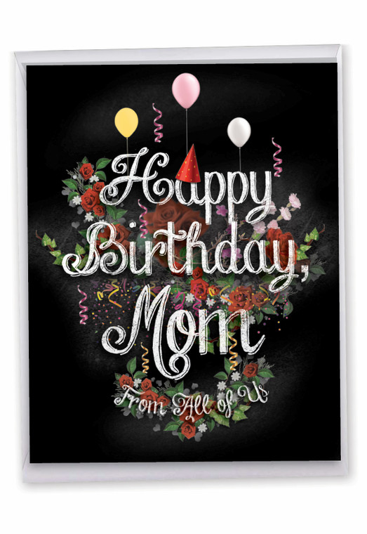 Chalk And Roses, Jumbo Birthday Mother Greeting Card - J6479BMG-US