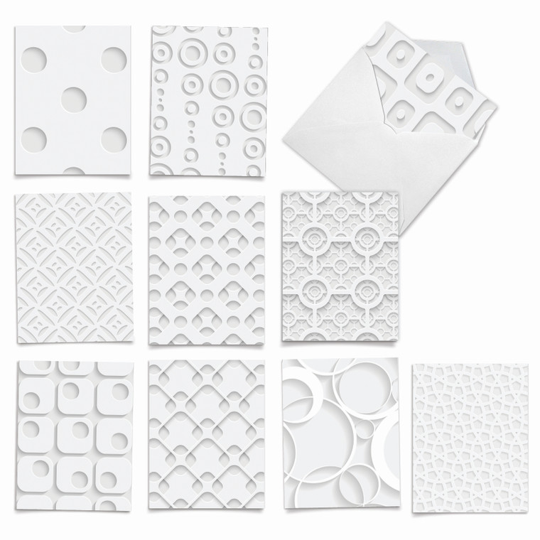 White On White, Assorted Set Of Blank Notecards - AM2031OCB