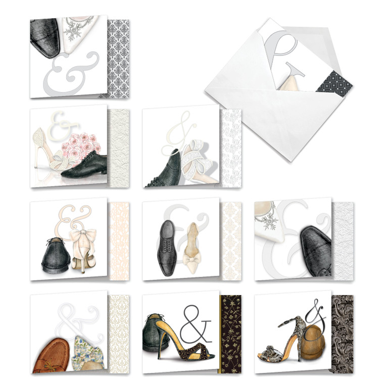 Sole Mates, Assorted Set Of Square-Top Wedding Thank You Notecards - AMQ5068WYG