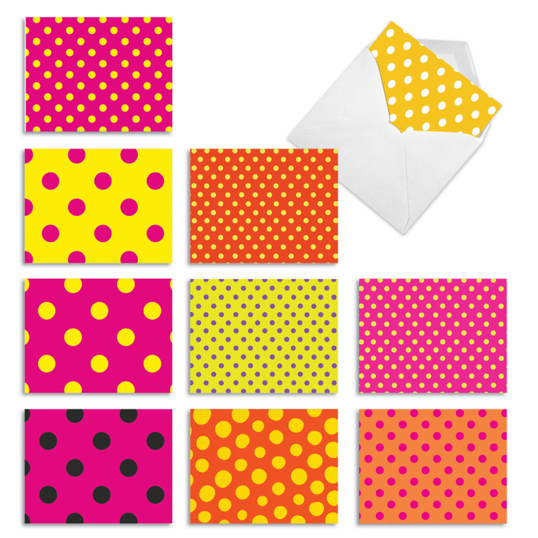 Hot Dots, Assorted Set Of Blank Notecards - AM3066OCB