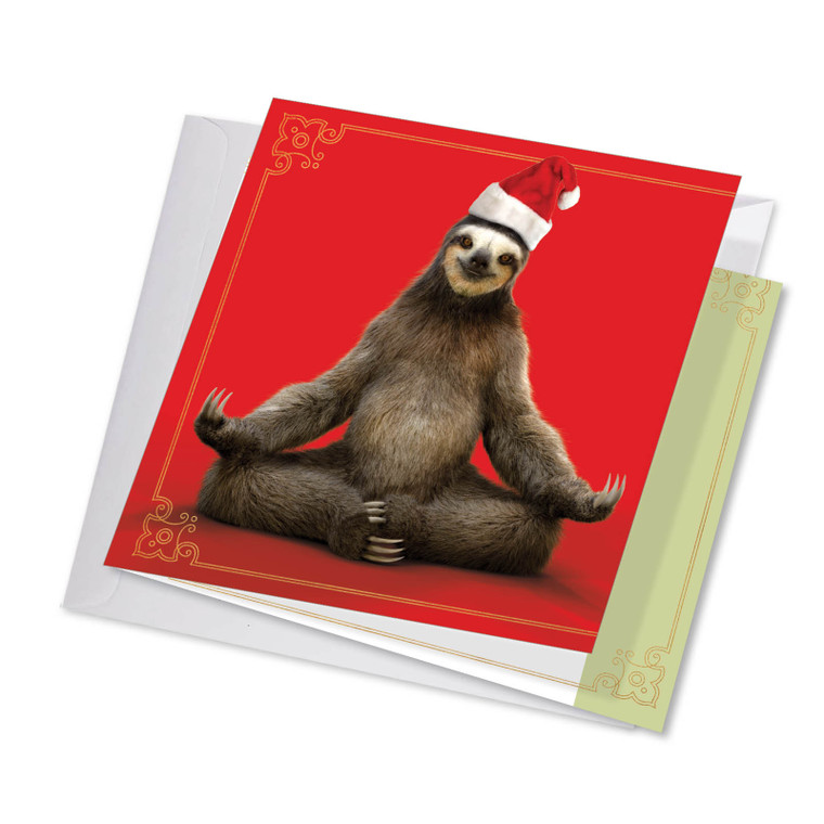 Santa Sloth Yoga, Jumbo Square-Top Christmas Greeting Card - JQ6255AXSG