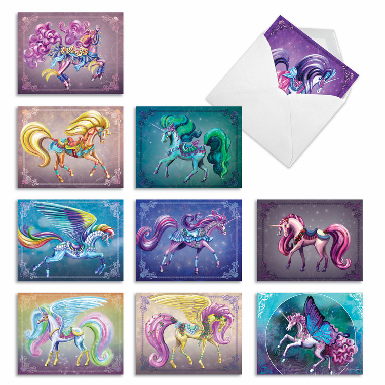 Unique Unicorns, Assorted Set Of Blank Notecards - AM6294OCB Unique Unicorns, Assorted Set Of Blank Notecards - AM6294OCB