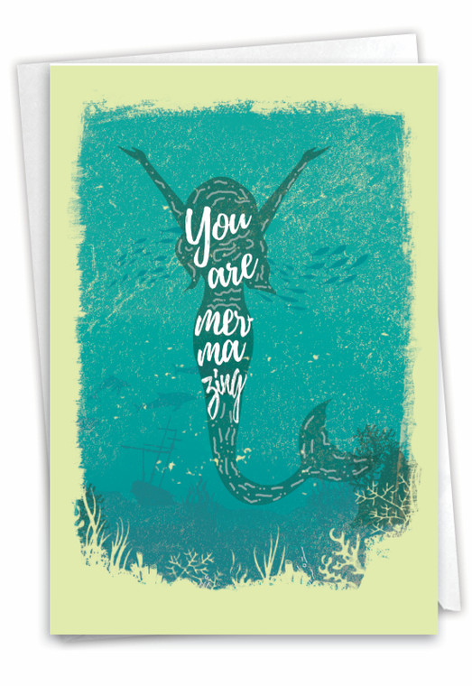 Mermaid Quotes - Mermazing, Printed Congratulations Greeting Card - C6824CCGG