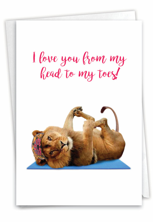 Wildlife Yoga - Lion, Printed Birthday Greeting Card - C7030EBDG