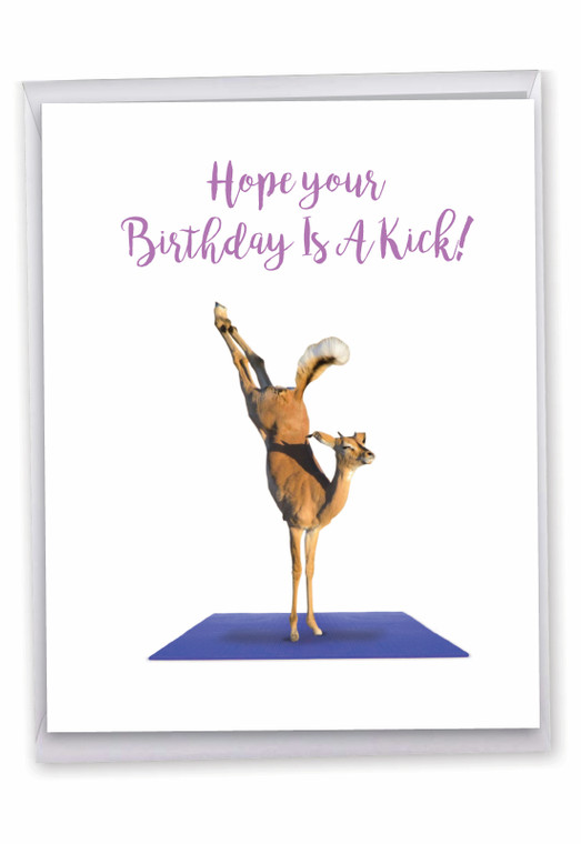 Wildlife Yoga - Antelope, Extra Large Birthday Greeting Card - J7030IBDG