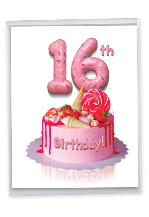 Big Day - 16, Jumbo Milestone Birthday Greeting Card - J7060AMBG