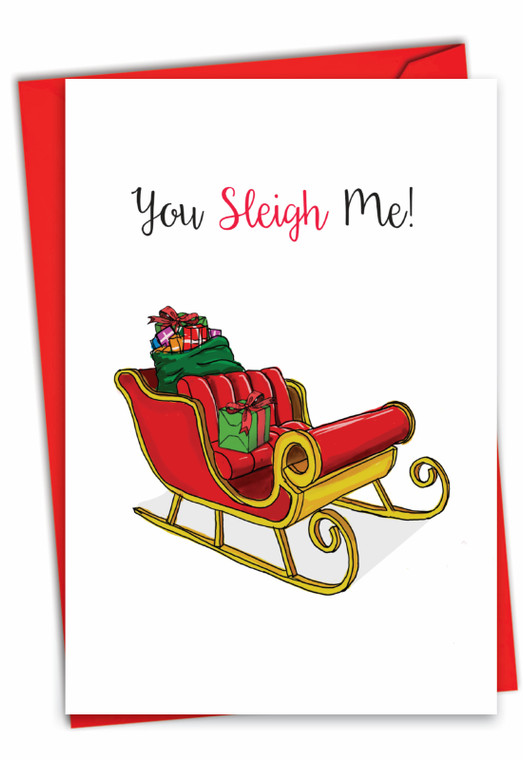 Punny Holidays - Sleigh Me, Printed Christmas Greeting Card - C7122AXS