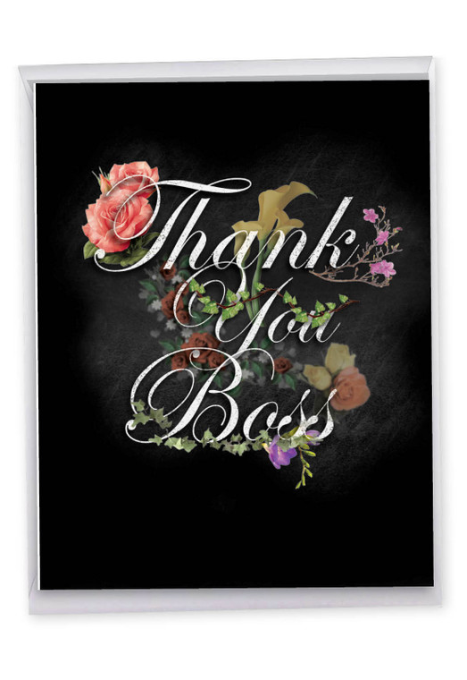 Chalk And Roses, Extra Large Boss Thank You Greeting Card - J2358ABYG-US