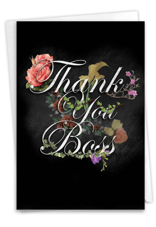 Chalk And Roses, Printed Boss Thank You Greeting Card - C2358ABYG