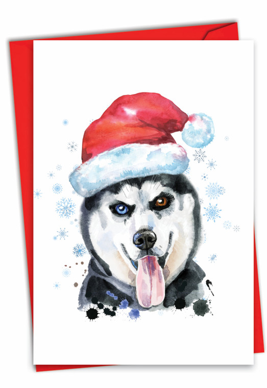 Merry Mutts - Husky, Printed Christmas Greeting Card - C2915DXS