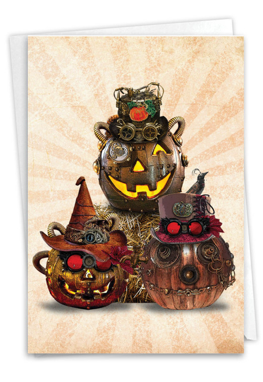 Steampunk Halloween - Group, Printed Halloween Greeting Card - C2920DHWG