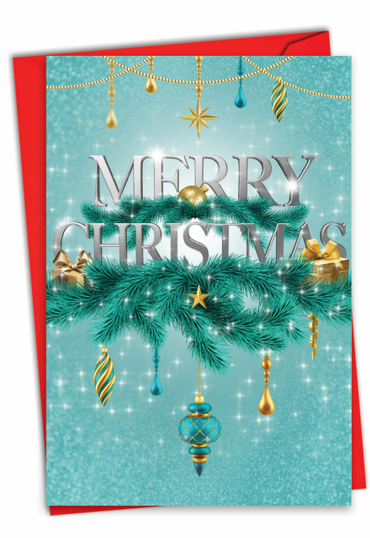 Season's Sparkles - Ribbons, Printed Christmas Greeting Card - C2945CXS