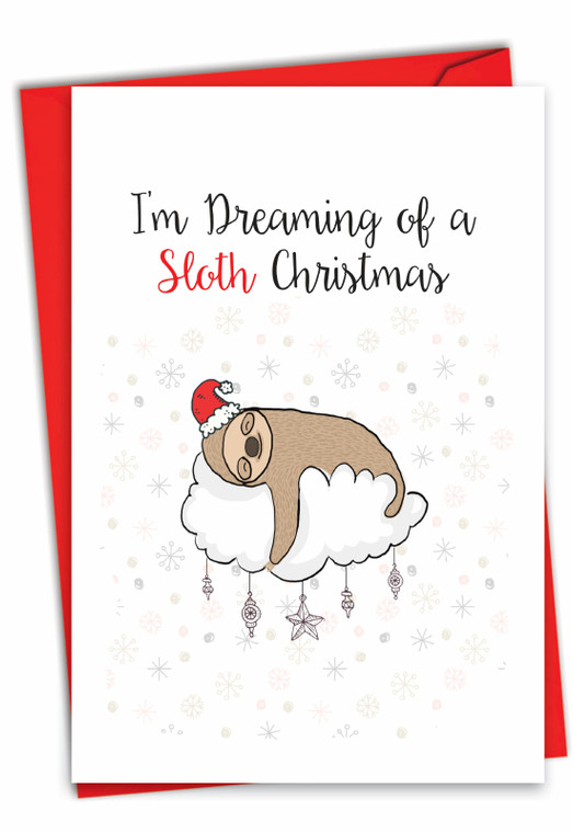 Punny Holidays - Sloth, Printed Christmas Greeting Card - C7122IXSG