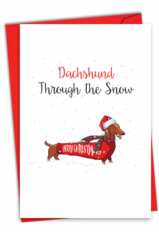 Punny Holidays - Dachshund, Printed Christmas Greeting Card - C7122JXSG