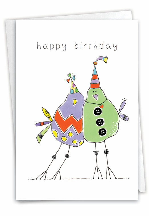 Wordy Birdies, Printed Birthday Greeting Card - C3176FBDG