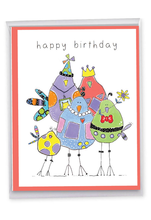 Wordy Birdies, Jumbo Birthday Greeting Card - J3176IBDG-US