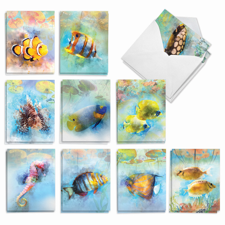 Underwater Colors, Assorted Set Of Thank You Notecards - AM7176TYG