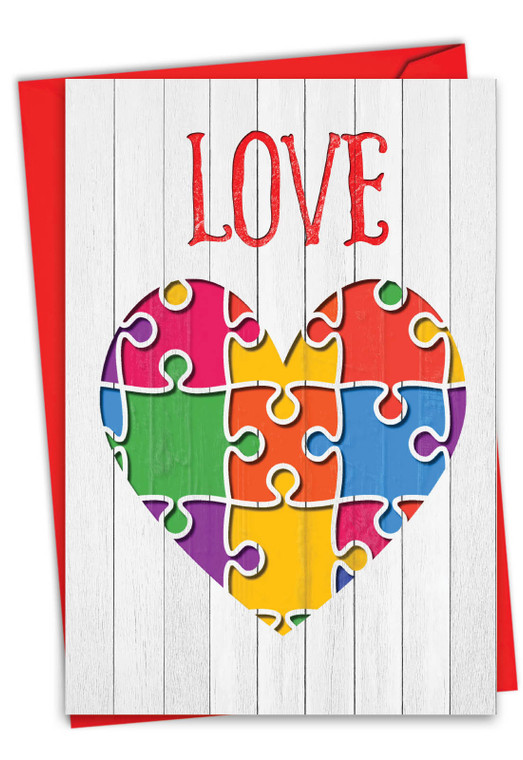 Jigsaw Hearts, Printed Valentine's Day Greeting Card - C3181AVDG