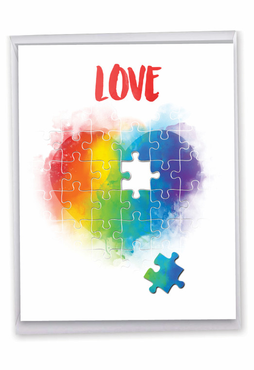 Jigsaw Hearts, Jumbo Valentine's Day Greeting Card - J3181HVDG