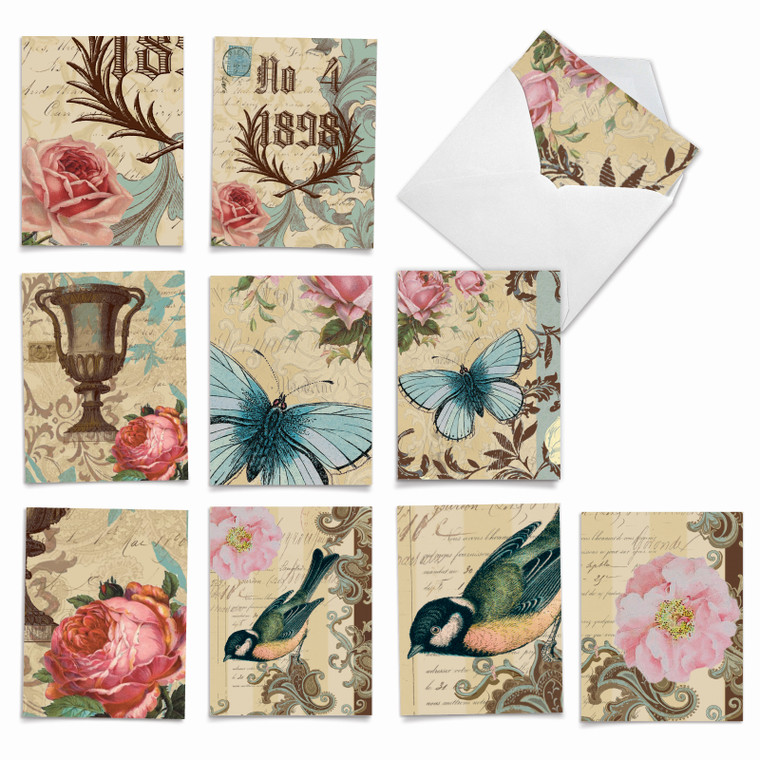 Victorian Garden, Assorted Set Of Blank Notecards - AM3972OCB