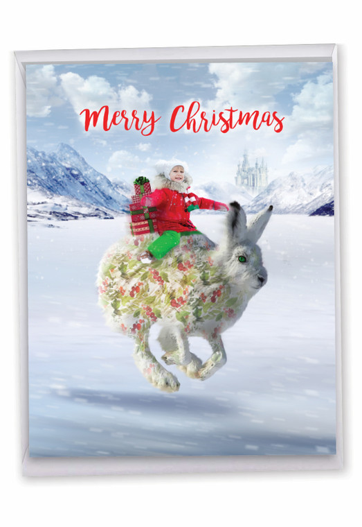 Patterned Animals - Rabbit, Extra Large Christmas Greeting Card - J2940HXSG