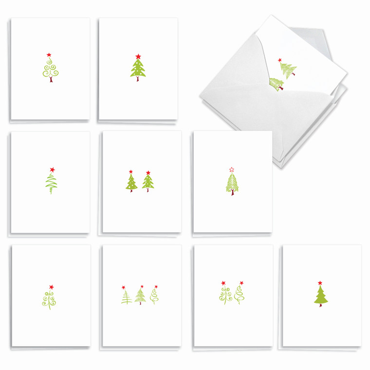 Tree Doodles, Assorted Set Of Christmas Notecards - AM3691XSG