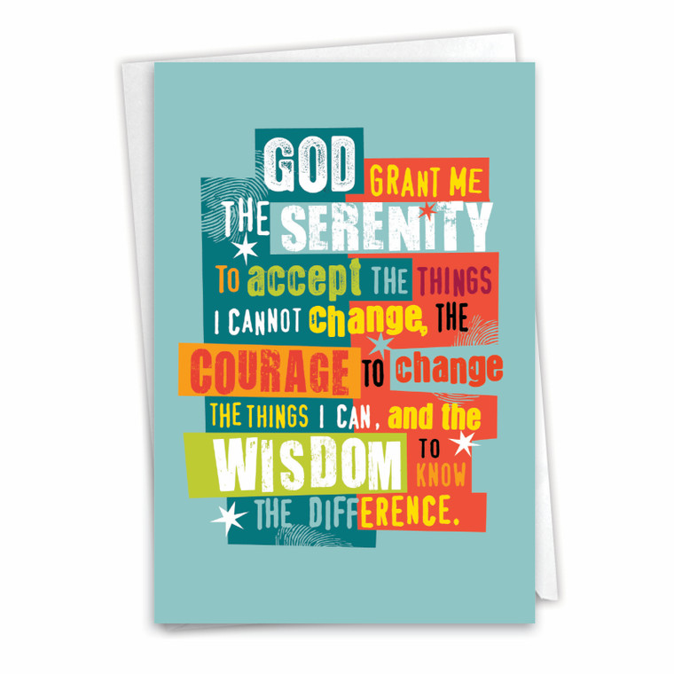 Serenity Sobriety Prayer, Printed Recovery Greeting Card - C3688AAG