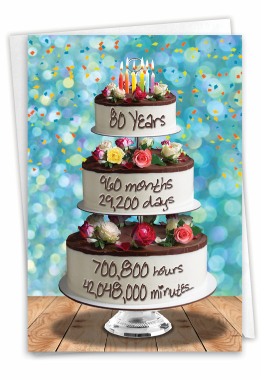 80 Year Time Count, Printed Milestone Birthday Greeting Card - C9095MBG