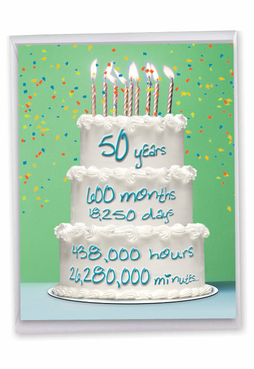 50 Year Time Count, Extra Large Milestone Birthday Greeting Card - J9092MBG-US