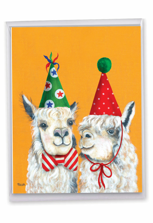 Personality Llamas - Party Hats, Extra Large Christmas Greeting Card - J7036AXSG-US