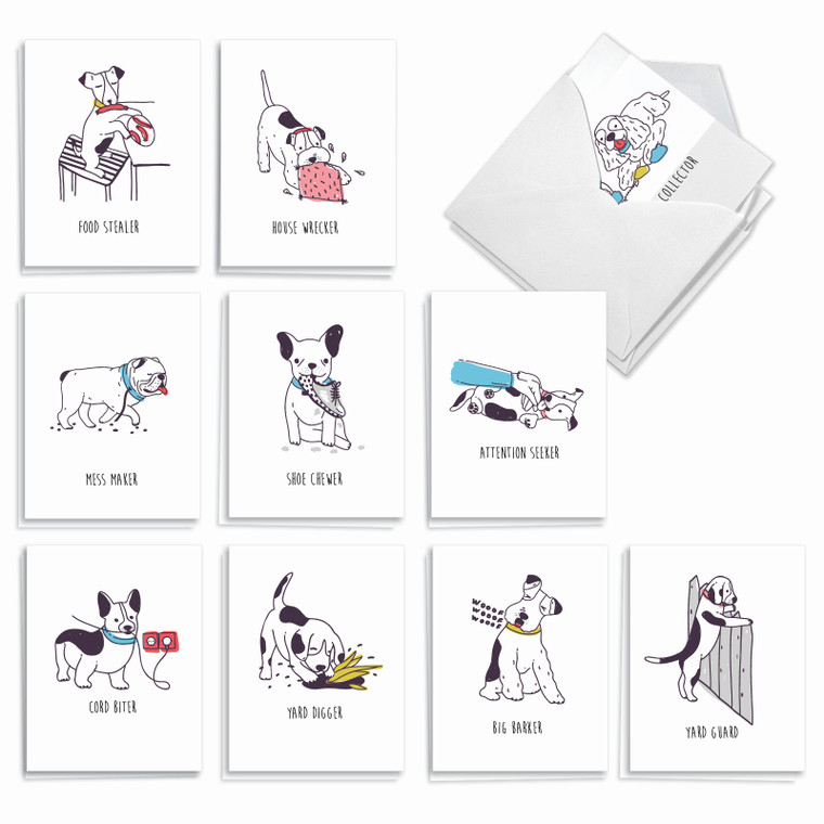 Mischief Dogs, Assorted Set Of Blank Notecards - AM9168OCB