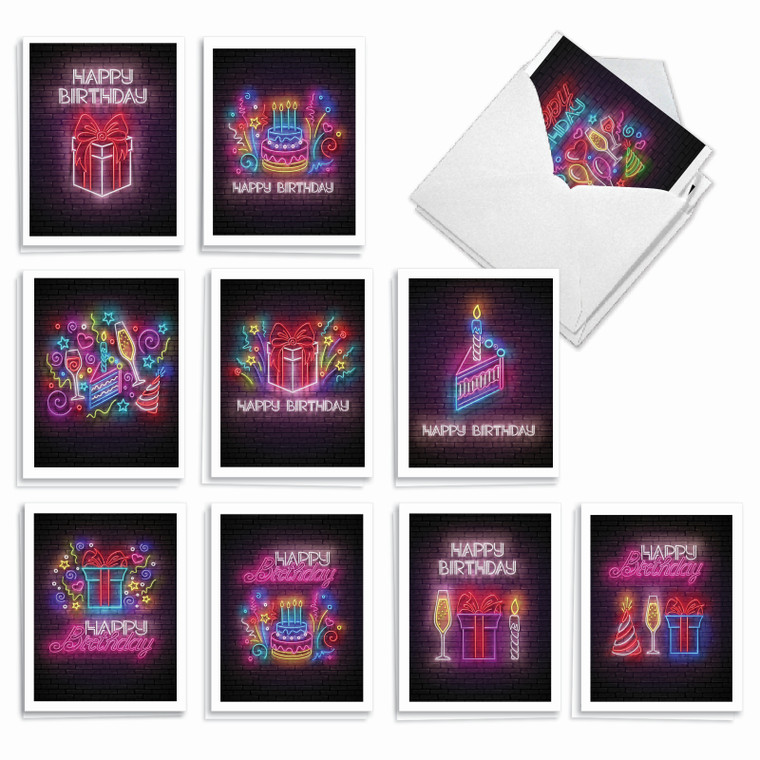 Glowing Wishes, Assorted Set Of Birthday Notecards - AM9173BDG