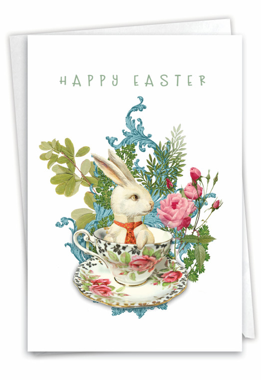 Victorian Blooms And Bunnies, Printed Easter Greeting Card - C3513AEAG