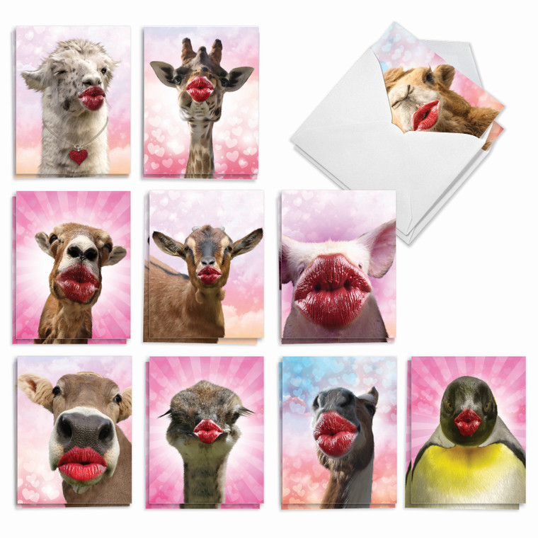 Wild Kisses, Assorted Set Of Valentine's Day Notecards - AM9280VDG