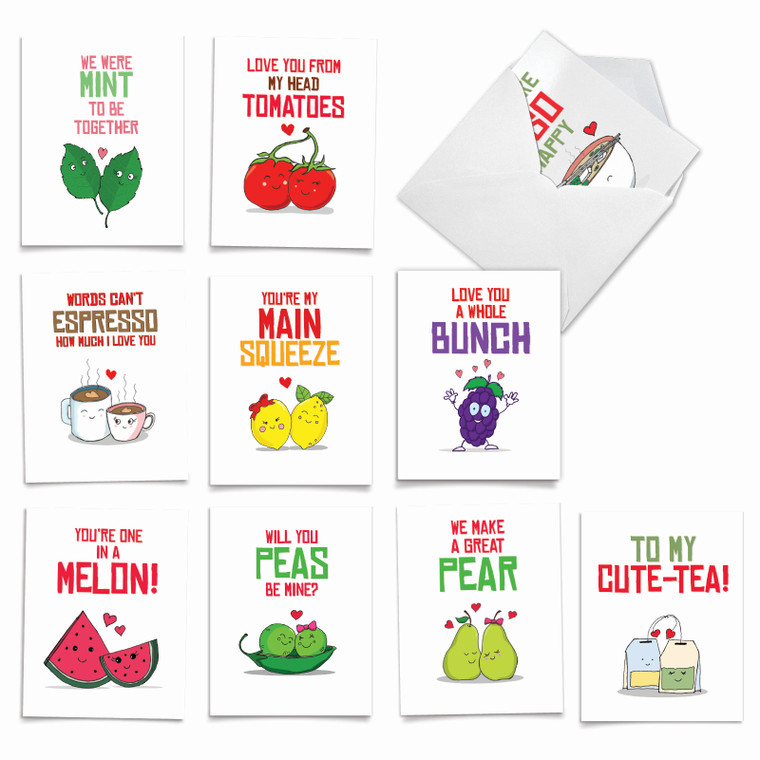 Yummy Puns, Assorted Set Of Blank Notecards - AM5659OCB