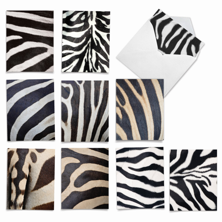 Zebra Zeal, Assorted Set Of Blank Notecards - AM2032OCB