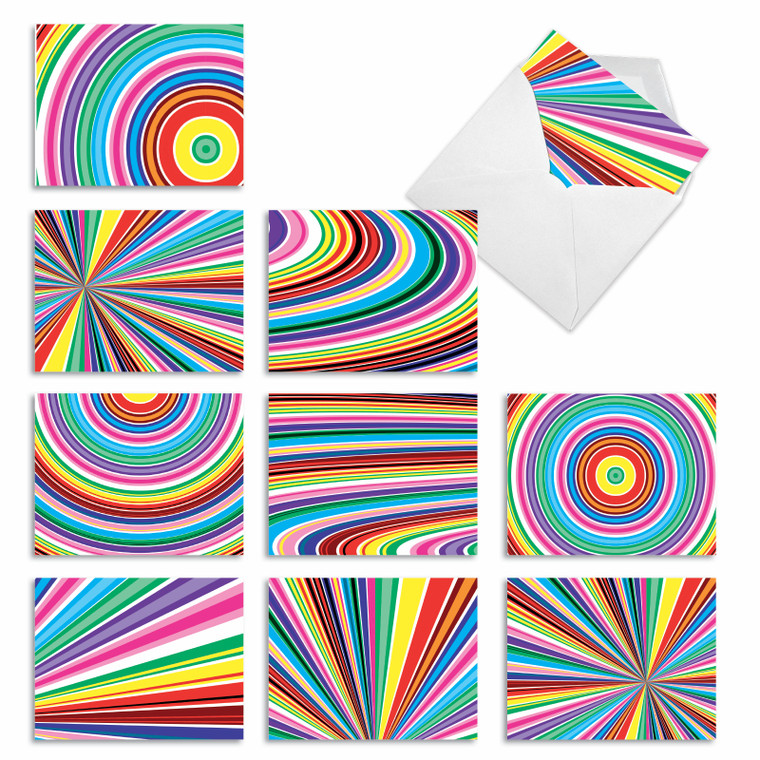 Acid Rainbow, Assorted Set Of Blank Notecards - AM3110OCB