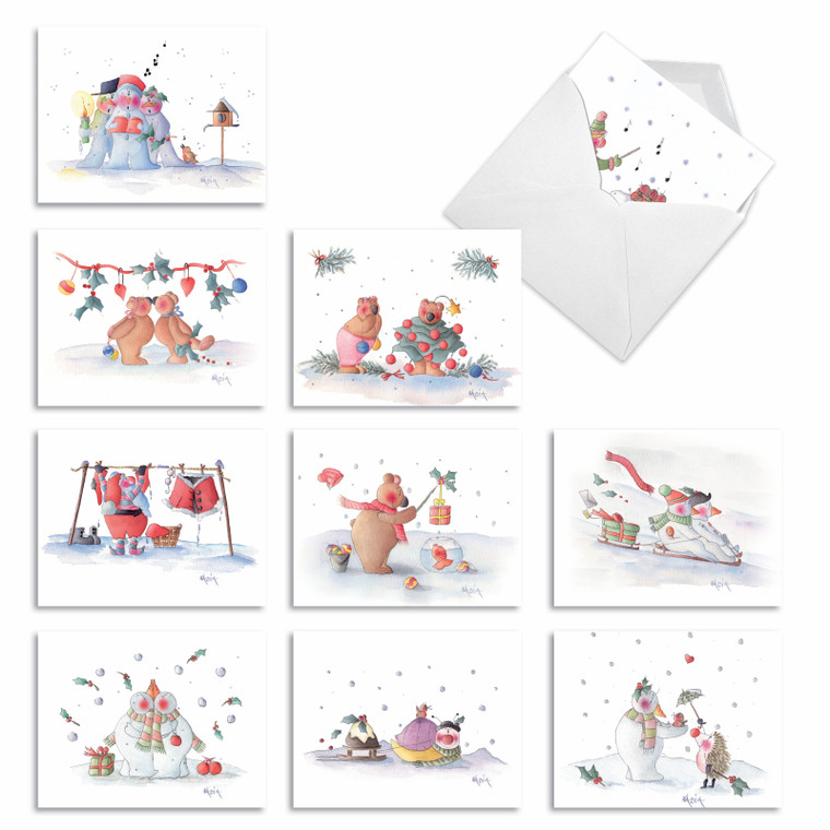Snow Buddies, Assorted Set Of Blank Notecards - AM3323OCB