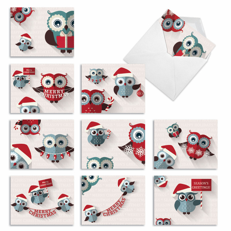 Happy Owlidays, Assorted Set Of Blank Notecards - AM3947OCB