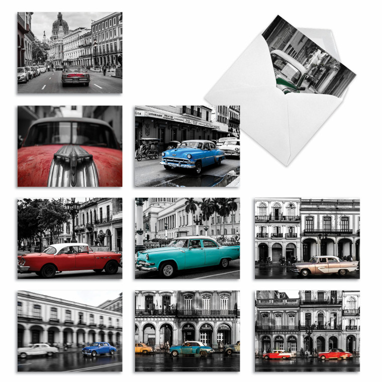 Havana Hotrods, Assorted Set Of Blank Notecards - AM6550OCB