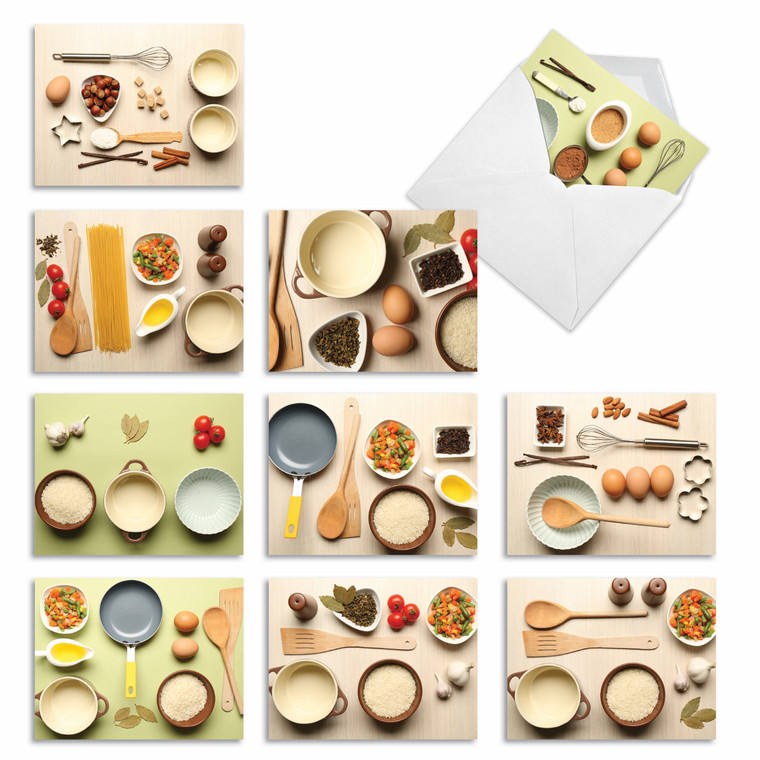 Culinary Cards, Assorted Set Of 10 Printed Thank You Notecards - AM1733TYG