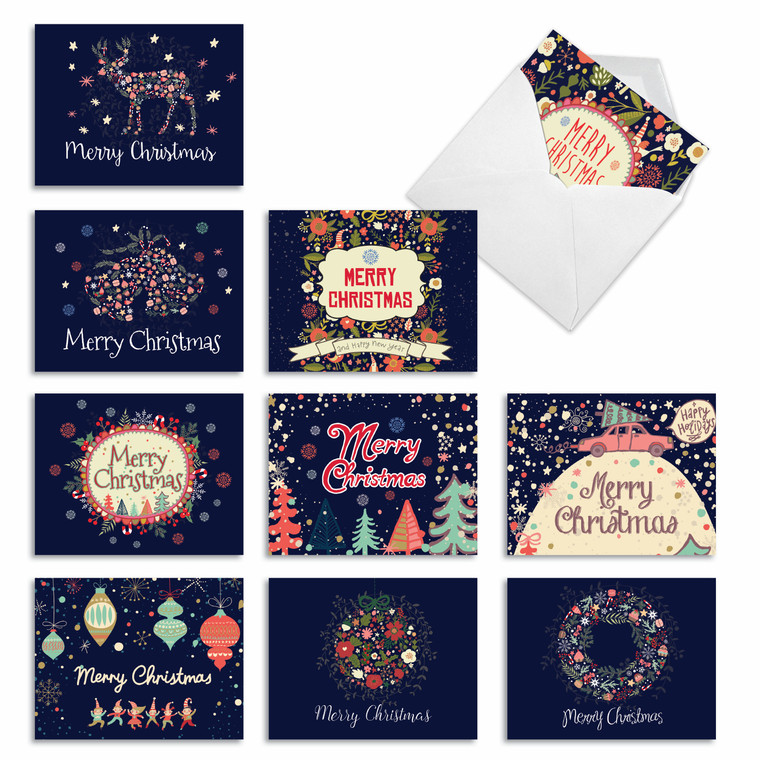 Festive Florals, Assorted Set Of Blank Notecards - AM2936XSB