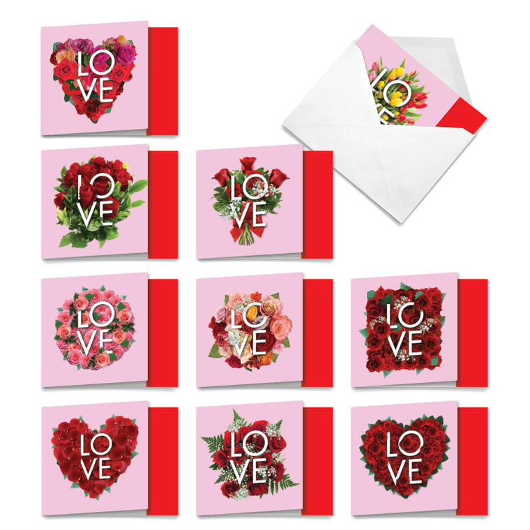 Blooming Love, Assorted Set Of Square-Top Blank Notecards - AMQ5662OCB