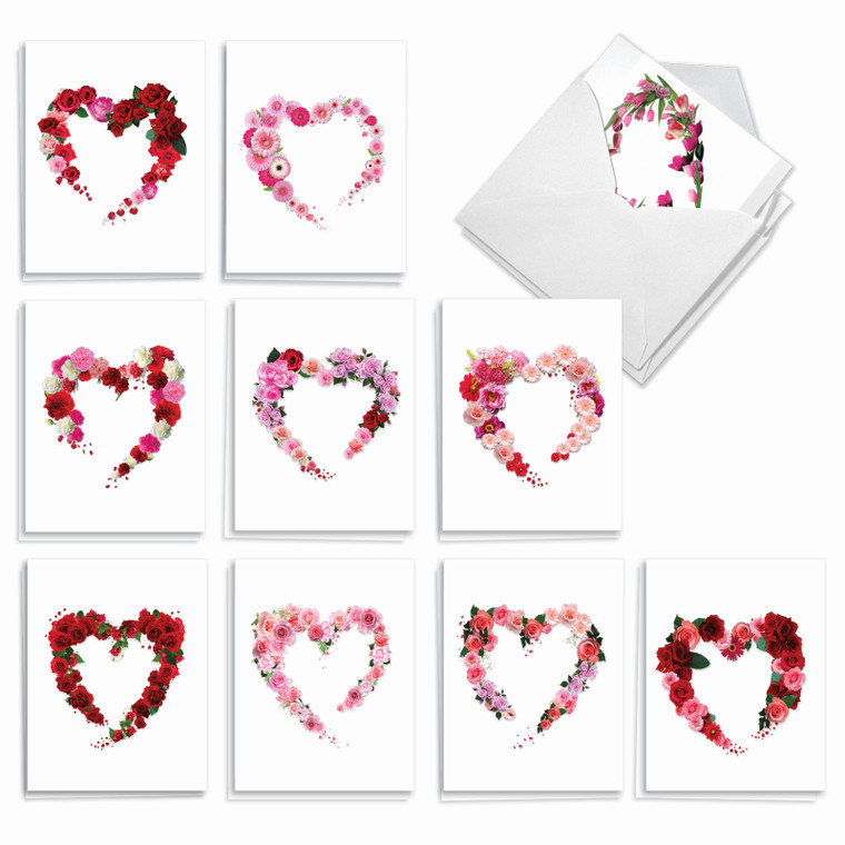 Heart Blooms, Assorted Set Of Blank Notecards - AM3180OCB