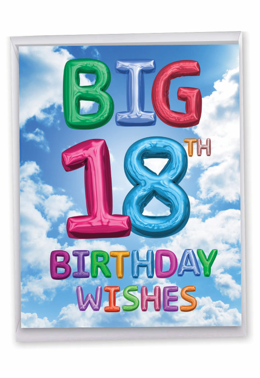 Inflated Messages - 18, Extra Large Milestone Birthday Greeting Card - J9393MBG-US