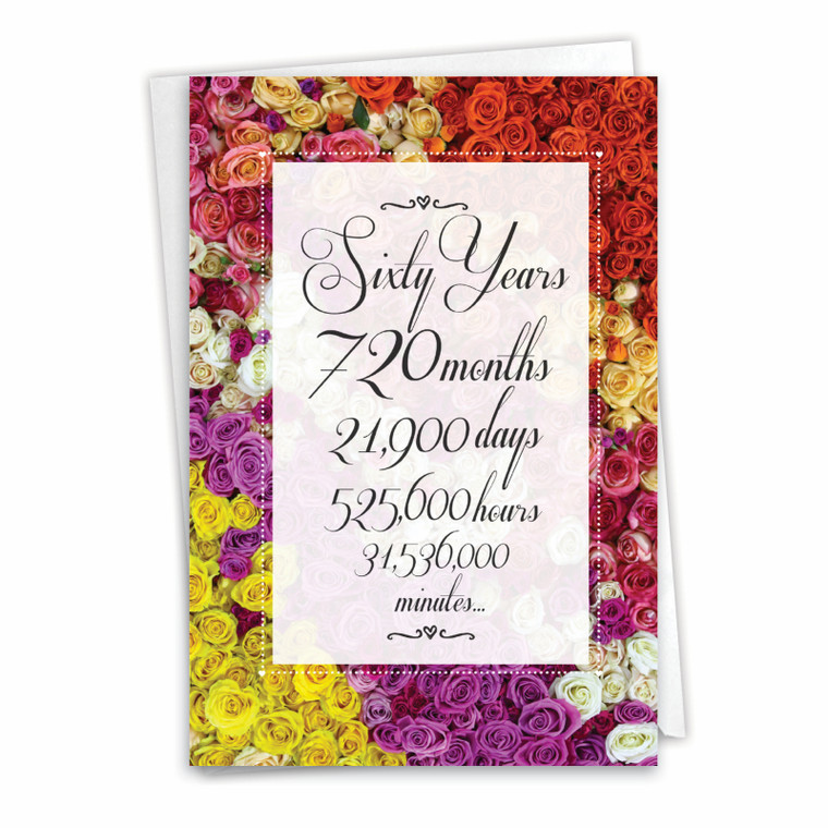 60 Year Time Count, Printed Milestone Anniversary Greeting Card - C9093MAG