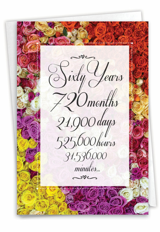 60 Year Time Count, Printed Milestone Anniversary Greeting Card - C9093MAG