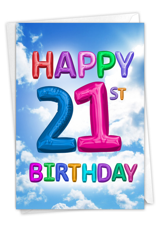 Inflated Messages - 21, Printed Milestone Birthday Greeting Card - C9395MBG